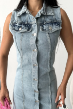 Sıfır Kol Kar Yıkama Tunik Ceket Mavi D2520 (Beden: 36) - Görsel 5