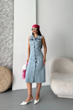 Sıfır Kol Kar Yıkama Tunik Ceket Mavi D2520 (Beden: 36) - Görsel 6