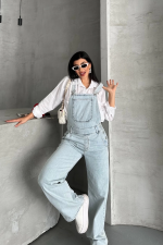 Pantolon Kar Yıkama Salopet Mavi D2514 (Beden: 42) - Görsel 7