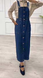 Etekli Salopet Enzim Süper Taş Yıkama Koyu Mavi D2521 (Beden: 38) - Görsel 7