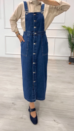 Etekli Salopet Enzim Süper Taş Yıkama Koyu Mavi D2521 (Beden: 38) - Görsel 2