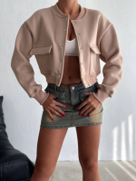 3 İplik Şardonlu Önü Çıtçıtlı Cepli Ceket Bej F2226 (Beden: L) - Görsel 2