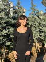 V Yaka Uzun Kollu Midi Boy Elbise Siyah A3154 (Beden: Standart) - Görsel 2