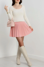 U Yaka Kaşkorse Bluz Beyaz A132 (Beden: M) - Görsel 2