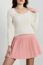 U Yaka Kaşkorse Bluz Beyaz A132 (Beden: L)