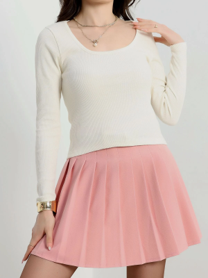 U Yaka Kaşkorse Bluz Beyaz A132 (Beden: L)