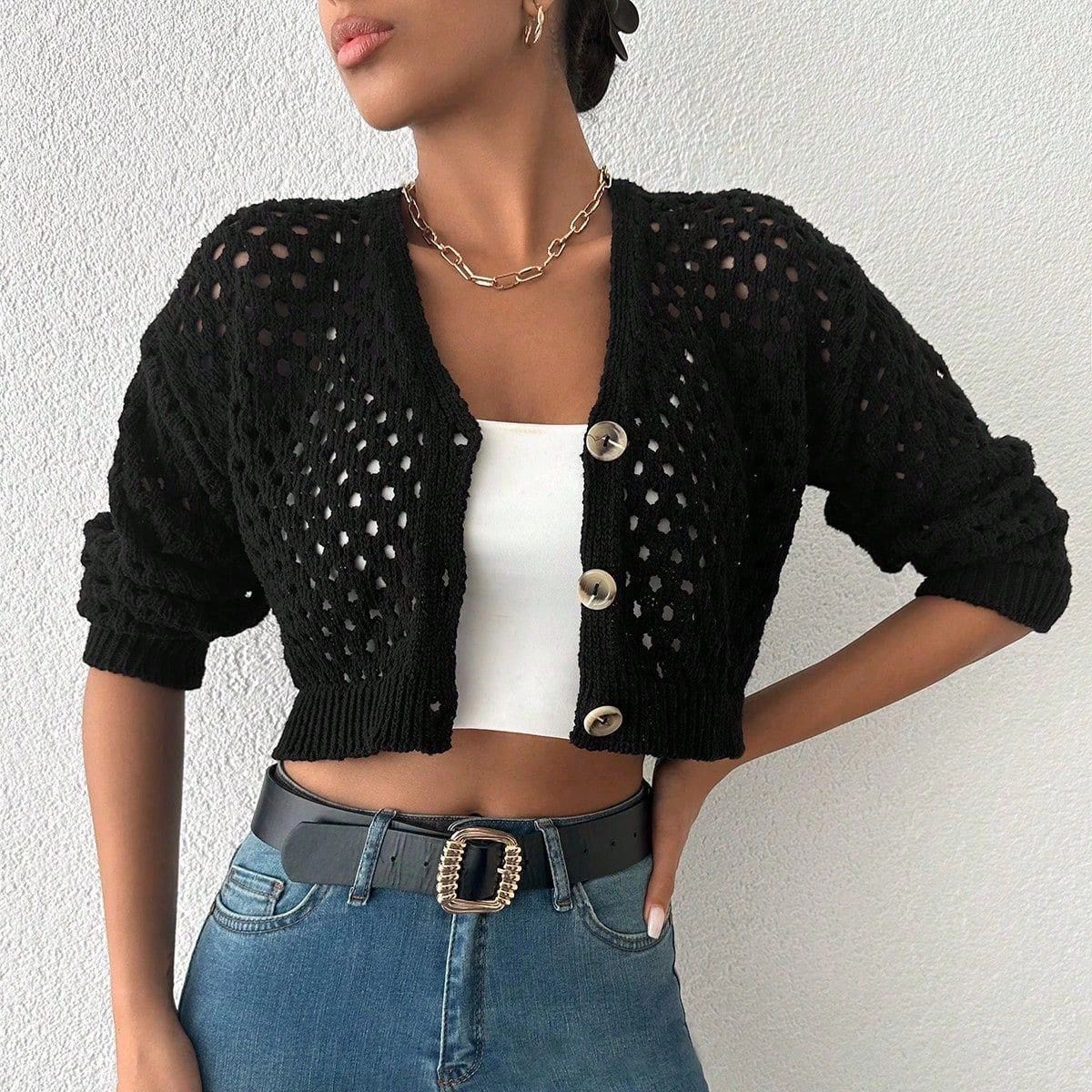 1234502_buyuk-dugmeli-delikli-hirka-siyah-15621092-sw1200sh1200.png Büyük Düğmeli Delikli Hırka Siyah (Beden: Standart) - Görsel 1