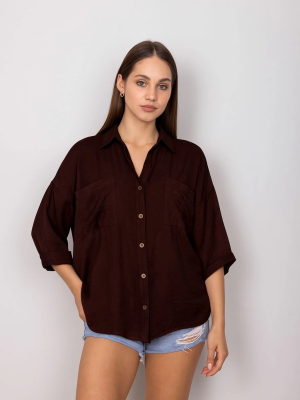 Cepli Salaş Gömlek Koyu Kahve T1010 (Beden: M)