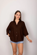 Cepli Salaş Gömlek Koyu Kahve T1010 (Beden: L) - Görsel 2