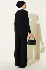 Gömlek Yaka Fitilli Salaş İkili Takım Siyah T4300 (Beden: L) - Görsel 2