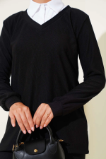 Gömlek Yaka Fitilli Salaş İkili Takım Siyah T4300 (Beden: Xl) - Görsel 3