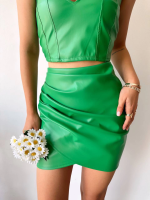Drapeli Deri Etek Yeşil S24771 (Beden: S) - Görsel 2