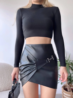 Tokalı Deri Etek Siyah S240097 (Beden: M) - Görsel 4