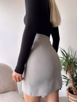 Çift Yurtmaçlı Süet Etek Gri S241002 (Beden: M) - Görsel 4