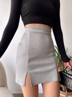 Çift Yurtmaçlı Süet Etek Gri S241002 (Beden: M)