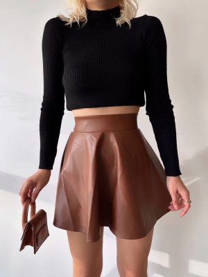 Beli Lastikli Deri Etek Kahve S24599 (Beden: S)