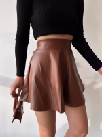 Beli Lastikli Deri Etek Kahve S24599 (Beden: S) - Görsel 3