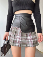 Deri Garnili Cepli Ekose Etek Siyah S24604 (Beden: M) - Görsel 4