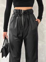 Kendinden İnce Kemerli Deri Pantolon Siyah T1178 (Beden: M) - Görsel 2