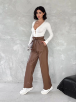Kendinden İnce Kemerli Deri Pantolon Kahve T1178 (Beden: M) - Görsel 3