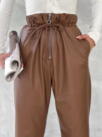 Kendinden İnce Kemerli Deri Pantolon Kahve T1178 (Beden: Xl) - Görsel 2