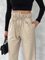 Kendinden İnce Kemerli Deri Pantolon Bej T1178 (Beden: L) - Görsel 2