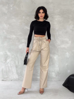 Kendinden İnce Kemerli Deri Pantolon Bej T1178 (Beden: Xl) - Görsel 6