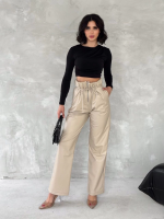 Kendinden İnce Kemerli Deri Pantolon Bej T1178 (Beden: Xl) - Görsel 5