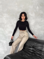 Kendinden İnce Kemerli Deri Pantolon Bej T1178 (Beden: Xl) - Görsel 4