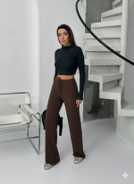 Fitilli Şardonlu Pantolon Kahve A4058 (Beden: M) - Görsel 3