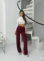 Fitilli Şardonlu Pantolon Bordo A4058 (Beden: S) - Görsel 3