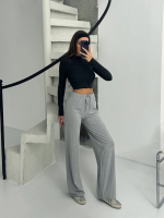 Fitilli Şardonlu Pantolon Gri A4058 (Beden: L)