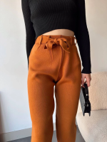 Kendinden Kemerli Triko Pantolon Camel (Beden: Standart) - Görsel 2