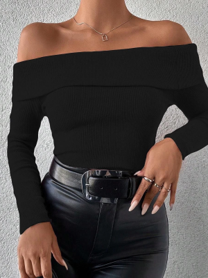 Uzun Kol Madonna Yaka Bluz Siyah (Beden: L)