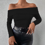 Uzun Kol Madonna Yaka Bluz Siyah (Beden: L) - Görsel 3