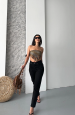 Mom Fit Enzim Taş Yıkama Jeans Pantolon Siyah D2006 (Beden: 36)