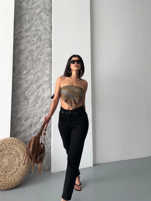 Mom Fit Enzim Taş Yıkama Jeans Pantolon Siyah D2006 (Beden: 36)