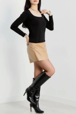 U Yaka Kaşkorse Bluz Siyah A132 (Beden: M) - Görsel 3