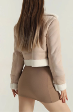 İçi Kürklü Dışı Süet Kısa Kaban Bej T1186 (Beden: Xl) - Görsel 2