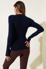 Basic Parmak Geçirme Detaylı Bluz Lacivert T4266 (Beden: M) - Görsel 3