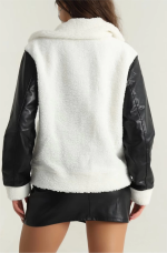 Deri Garnili Kuzu Peluş Mont Beyaz T1220 (Beden: Xl) - Görsel 3