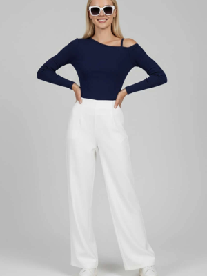 Tek Omuz İpli Bluz Lacivert T4328 (Beden: M)