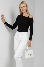 Tek Omuz İpli Bluz Siyah T4328 (Beden: Xl)