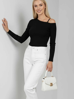 Tek Omuz İpli Bluz Siyah T4328 (Beden: Xl)