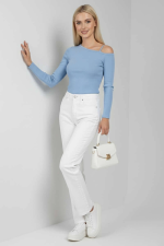 Tek Omuz İpli Bluz Mavi T4328 (Beden: S)