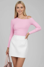 Tek Omuz İpli Bluz Pembe T4328 (Beden: S)
