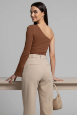Tek Omuzlu Basic Bluz Kahve T4275 (Beden: S) - Görsel 3