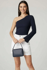 Tek Omuzlu Basic Bluz Lacivert T4275 (Beden: Xl)