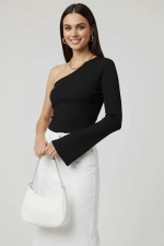 Tek Omuzlu Basic Bluz Siyah T4275 (Beden: M) - Görsel 2