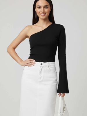 Tek Omuzlu Basic Bluz Siyah T4275 (Beden: Xl)